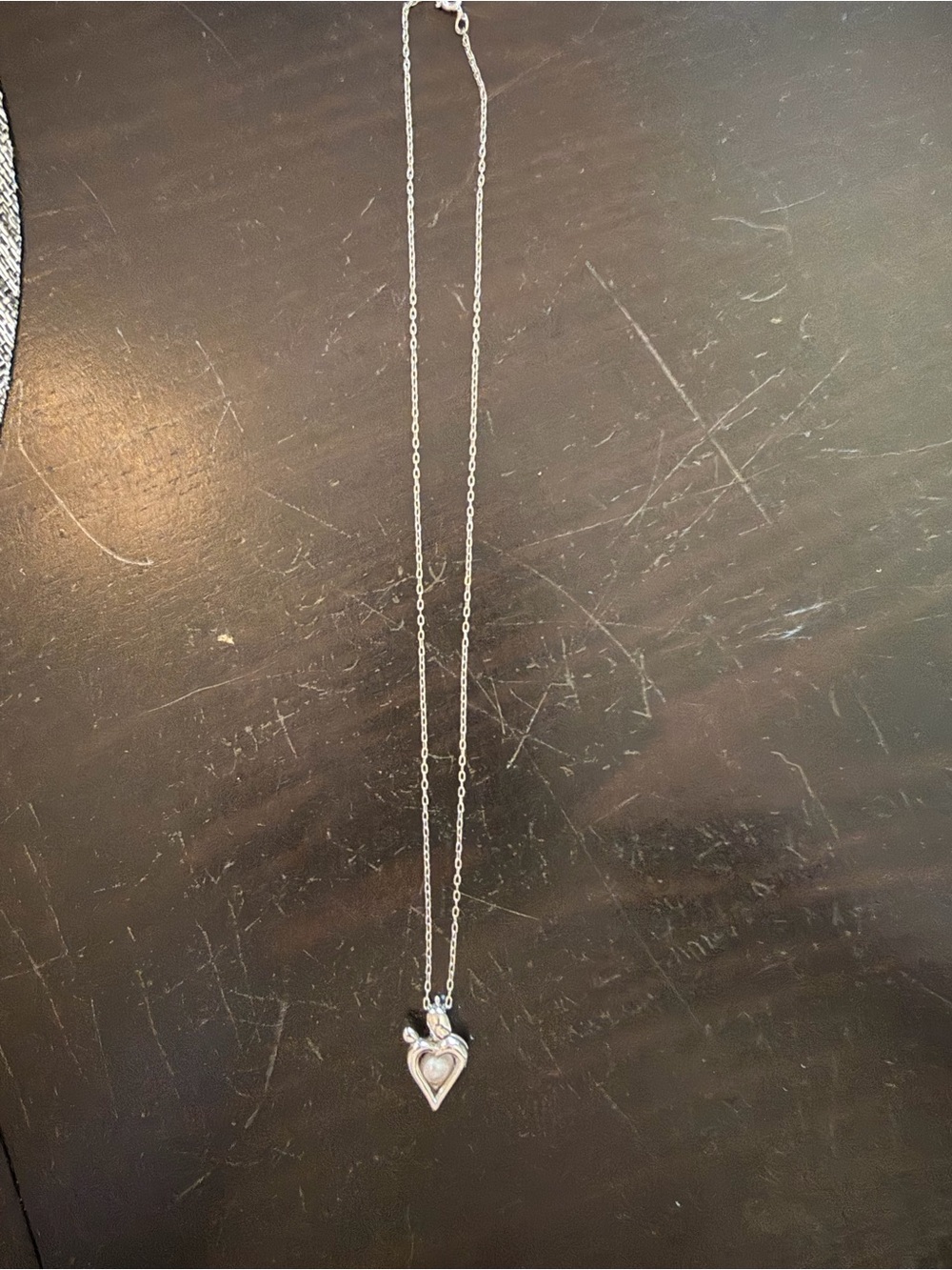 Lucas Lameth LUC 925 Sterling Silver Heart Cage Necklace 18” Blush Pearl